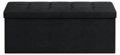 Image de Banc avec rangement, coffre rabattable, boîte de rangement | Noir | 110x38x38 cm