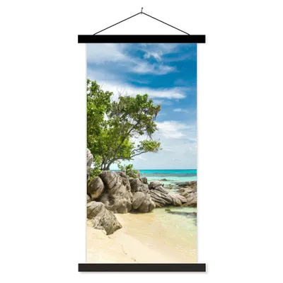 Produktbild von MuchoWow® Textilposter Strand - Steine - Meer - Sommer 60x120 cm mit schwarzem Rahmen - Magnete