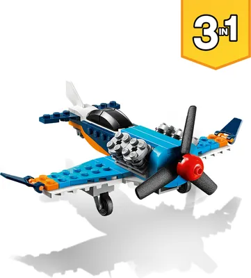 Produktbild von LEGO 31099 Creator 3in1 Propellerflugzeug, Düsenflieger oder Hubschrauber, Spielzeug für Kinder ab 6 Jahre, Flugzeug, Konstruktionsspielzeug