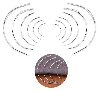 Immagine prodotto di Aghi curvi per cucire il cuoio, confezione da 12 pezzi, forma a C, diverse dimensioni, da 2 a 5 pollici