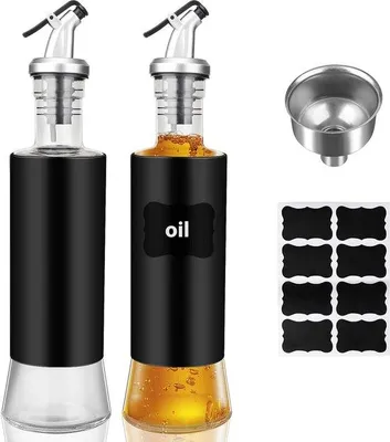 Produktbild von Famanu Essig- und Öldispenser 300 ml - 2-teiliges Set mit Trichter und Etikett