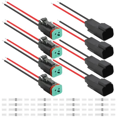 4er-Set 2-polige DT-Kabelverbinder 16 AWG, wasserdicht