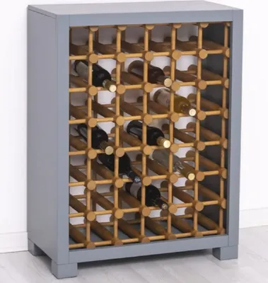 Obrázok produktu pre Casa Padrino vinotéka z masívneho dreva vo vidieckom štýle sivá / prírodná 68 x 35 x v. 68 cm - Stojan na víno z masívneho dreva vo vidieckom štýle - Barový nábytok z masívneho dreva - Barový nábytok vo vidieckom štýle