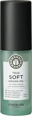 A bottle of Maria Nila True Soft Argan Oil.