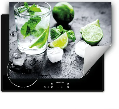 Produktbild von DarHaus Herdabdeckplatte 80x52 cm Anti Rutsch Matte Aufrollbar, Limmete - Wasser