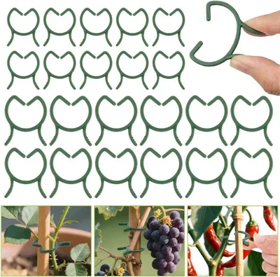Image de 210 clips pour plantes, clips de jardinage verts, tailles M et L, pour soutenir les tiges des plantes, accessoires de jardin