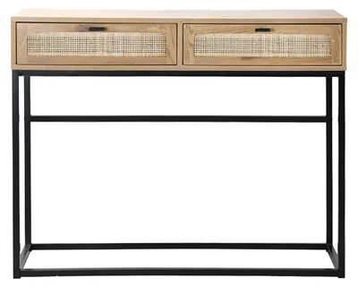 Image de CALICOSY - Console 2 Tiroirs avec Cannage Rotin L100cm - JAYA