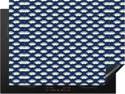 Produktbild von KitchenYeah© Herdabdeckplatte Japanisch - Blau - Weiß - Muster , 71x52cm, Küche Deko, Glaskeramikkochfeld Herdabdeckung, Abdeckplatte fùr Kochfeld
