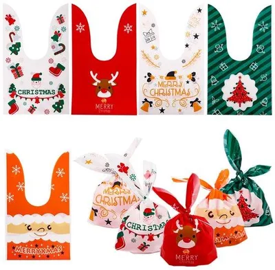 Produktbild von Set aus 50 Festtagsbeuteln mit Weihnachtsmotiven für Süßigkeiten