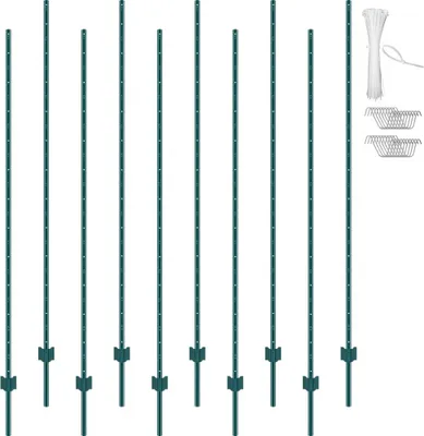 Produktbild von Zaunpfosten 10er-Set - 213,36 cm - Weidezaunpfahl - Metallzaunpfosten - Langlebig und stabil - Ideal für die Tierhaltung