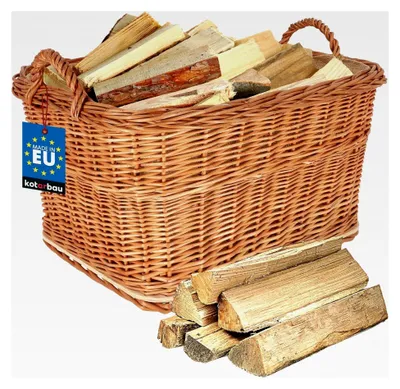 Produktbild von Weidenkorb für Brennholz - Holzkorb für Kaminholz - Erntekorb - 55x45 cm - Kaminholzkorb mit Henkel - Holztragekorb - Brennholzkorb - Weide - Naturfarbe