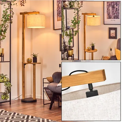Produktbild von Schiavonea Stehlampe aus Holz/Metall/Stoff in Natur/Schwarz/Beige/Weiß