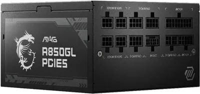 Zdjęcie produktu dla Zasilacz PC MSI MAG A850GL PCIE5, 850W, 80+ Gold, Modularny, Wentylator 120mm