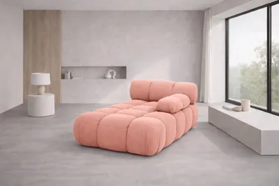 Productafbeelding van Kaiser Möbel, modulaire chaise longue, bekleding: veloursstof Salvador, kleur: roze, uitvoering: rechts, model: Selia
