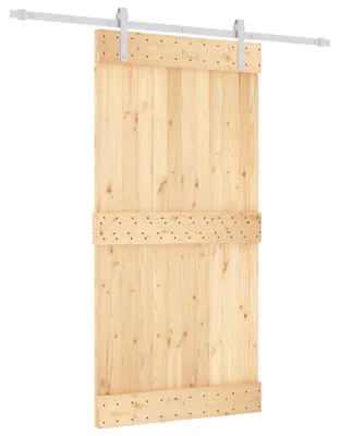 Produktbild von vidaXL Schiebetür Natürlich und Weiß 100 x 210 cm Massivkiefer