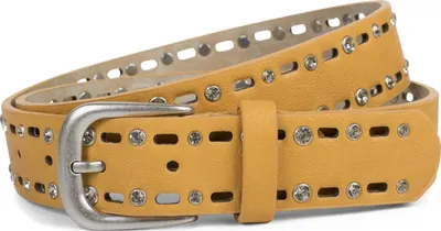 Produktbild von styleBREAKER Damen Gürtel einfarbig mit ovalem Cutout Muster und Strass, Strassgürtel, kürzbar 03010097