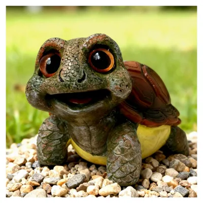 Produktbild von Schildkröte Figur für Garten Deko, Miniteich Deko für draußen, Gartendeko Figuren für Balkon, Terrasse und Teich
