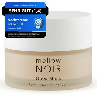 Produktbild von mellow NOIR Glow Mask 50ml | tägliche Nachtcreme | Reduziert sichtbare Poren & Rötungen