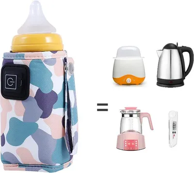 Produktbild von USB-Babyflaschenwärmer, dreistufige Temperatureinstellung, Haken- und Schlaufendesign, tragbarer Milchwärmer, Tarnweiß