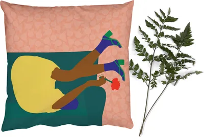 Produktbild von MuchoWow® Zierkissen Sofakissen Wohnzimmer Dekokissen 40x40 cm Frau - Blumen - Retro - Foto Kissen - Schlafzimmer Dekoration