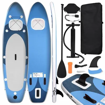 Produktbild von Aufblasbares Stand-Up-Paddleboard, langlebiges PVC, leichtes Tragegestell, blau, blau