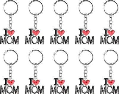 Immagine prodotto di 10 portachiavi, ciondolo a cuore in lega, regalo di famiglia con incisione "MAMMA"
