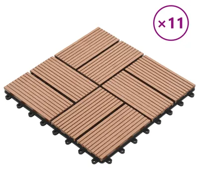 Immagine prodotto di vidaXL Piastrelle per terrazza, 11 pezzi, marroni, 30 x 30 cm, WPC
