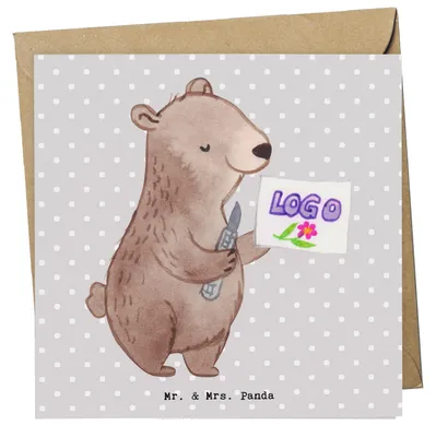 Produktbild von Mr. & Mrs. Panda doppelkarte Kaufmann für Marketingkommunikation Herz - Grau Pastell - Geschenk, Grußkarte, faltkarte, Glückwunschkarte, anlasskarte, Klappkarte