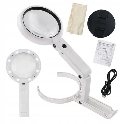 Obrázok produktu pre Zväčšovacie sklo 8x LED stojan USB/Batéria NAPÁJANIE 11x LAMPA