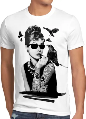 Produktbild von style3 Audrey Tattoo Herren T-Shirt hollywood film hepburn star, Größe:4XL, Farbe:Weiß
