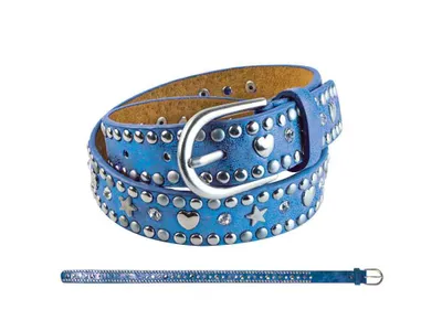Produktbild von Gürtel Nieten Herz & Stern blau 55 cm - bb-Klostermann 22536 - Kindergürtel