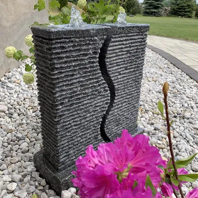 Produktbild von CLGarden Granit Springbrunnen SB5 2 Säulen Brunnen komplettes Set LED