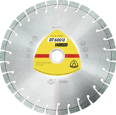 Produktbild von Klingspor DT 600 U Diamanttrennscheiben, 230 x 2,6 x 22,23 mm 30 Segmente 20 x 2,6 x 9 mm, Kurzverzahnung