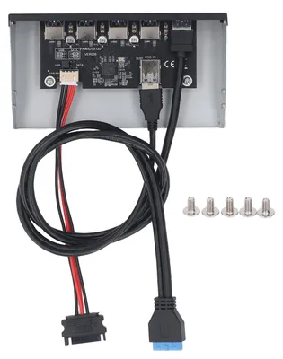 Image de Hub USB pour panneau avant (5 ports USB 3.2 Gen 1) avec emplacement pour lecteur optique 19 broches 5,25 pouces, compatible avec Windows 7, 8, 10 et 2003, ainsi qu'avec OS X et Linux