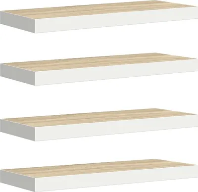 Image de vidaXL Étagères suspendues 4 pcs. Aspect chêne et blanc 60x23,5x3,8 cm MDF