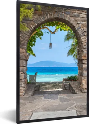 Produktbild von MuchoWow® Gerahmtes Poster Strand - Meer - Tropisch - Sommer - Aussicht 60x90 cm - Poster mit Schwarzem Bilderrahmen Wandposter Rahmen Foto Bilder - Kunst
