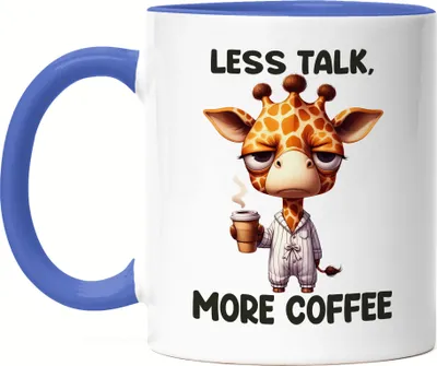 Produktbild von Less Talk More Coffee Lustige Giraffe Tasse Blau Kaffee Spruch Morgenmuffel Geschenkidee