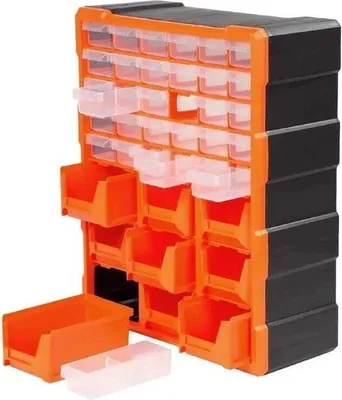 Produktbild von Werkstatt-Organizer aus Kunststoff, 30 Schubladen, 9 Fächer, 47 x 38,5 cm