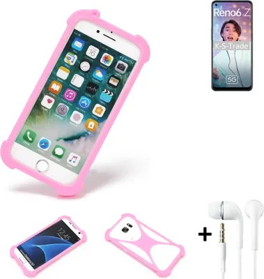 Produktbild von K-S-Trade Bumper + Kopfhörer kompatibel mit Oppo Reno6 Z 5G Handy Hülle Schutzhülle Silikon Schutz Hülle Cover Case Silikoncase Silikonbumper TPU