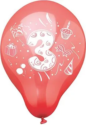 Produktbild von 72 Zahlenluftballons Ø 25 cm farbig sortiert "3"