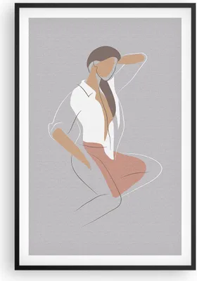 Produktbild von Gerahmtes Poster - Schwarzer Rahmen - Frau Grafik Modern - 61x91,5 cm - Wand Bild - Wanddeko - Wandbilder - Kunstposter - Wandposter - Bilderrahmen - Bilder - Kunstdruck - Wandbild - P2BPA61x91-4266