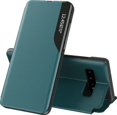 Image de Etui pour Galaxy S10, Smart View Window Flip StandPolyuréthaneLeather Protective Case for Samsung Galaxy S10 green