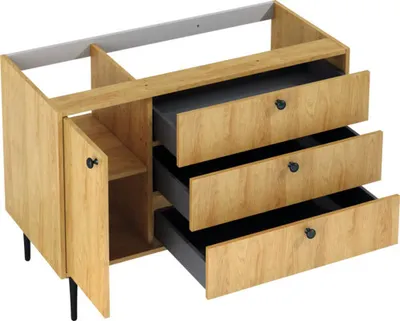 Produktbild von Jungborn Waschtischunterschrank PRIMUS BxHxT 1000 x 720 x 456 mm rechts Frontfarbe eiche