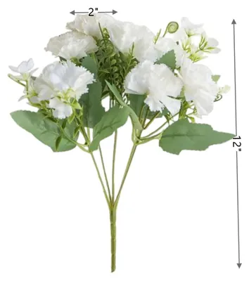 Immagine prodotto di Garofani e ortensie artificiali, 40 fiori, in seta, decorazioni per interni