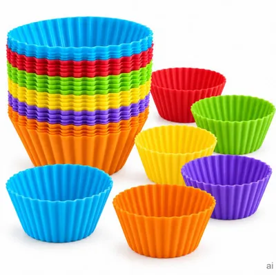 Silikon Muffinformen Set 24 Stück, bunte Backformen für Muffins, Cupcakes und kleine Kuchen