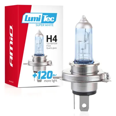Obrázok produktu pre AMiO Halogénová žiarovka H4 12V 60/55W LumiTec SuperWhite +120%