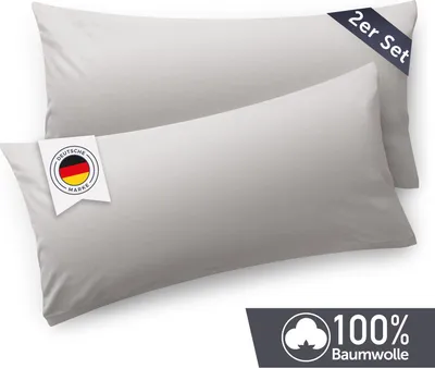 Image de Blumtal taie d'oreiller 40x60 cm (set de 2 taies d'oreiller) - Gris clair - 100% jersey de coton pour oreiller cervical