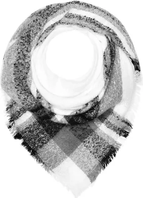 Produktbild von Damen Strickschal kariert Karo XXL Wollschal Oversized Winterschal Quadratisch Autiga® weiß-schwarz