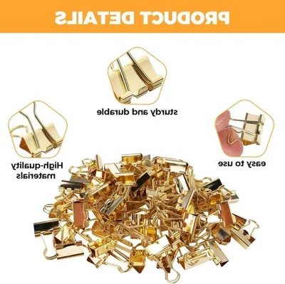 80 Stück Faltklammern in Gold, 19mm Büroklammern, Dokumentenklammern, Metallklammern für Büro- und Schulbedarf