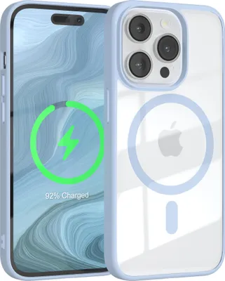 Produktbild von EAZY CASE Clear MagSafe Case für Apple iPhone 14 Pro, Qi-Charging, Silikon mit Kameraschutz, Bumper Case in Blau